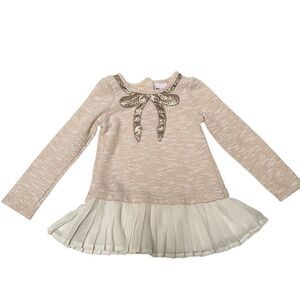 Nanette Kids drop waist sweater dress with pleated skirt and bow accent girls 4T